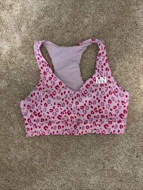 Muscle Nation Pink Leopard Print Sports Bra